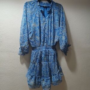 Fate size S Elegant Blue Paisley Dress